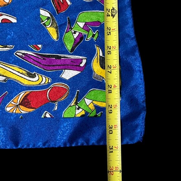 Vintage Scarf Blue Rainbow 1980s High Heel Shoes Korea Polyester Kitschy Retro - Picture 8 of 9